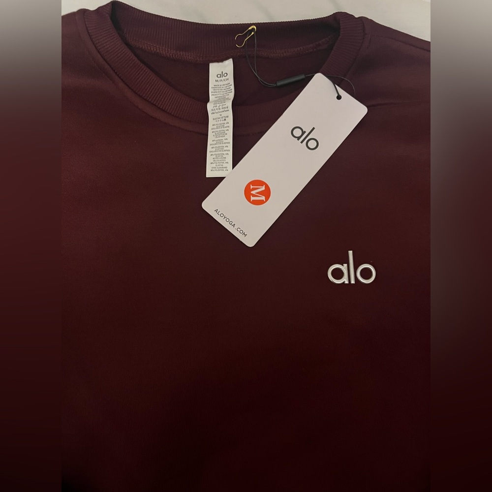 NWT Alo Accolade Set Crewneck Sweatshirt and Straight Leg Sweatpants Burgundy - Picture 5 of 12